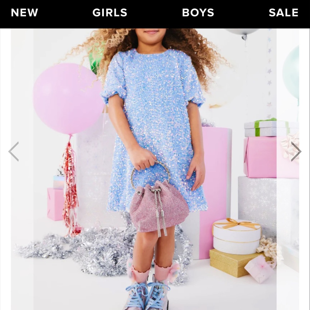 Girls' Blue Sequin Dress - snow angel shimmer dress
